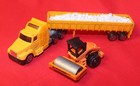 Semi Tractor w/Loaded Aggregate Hauler Trailer & Road Roller - HO Scale — photo 3