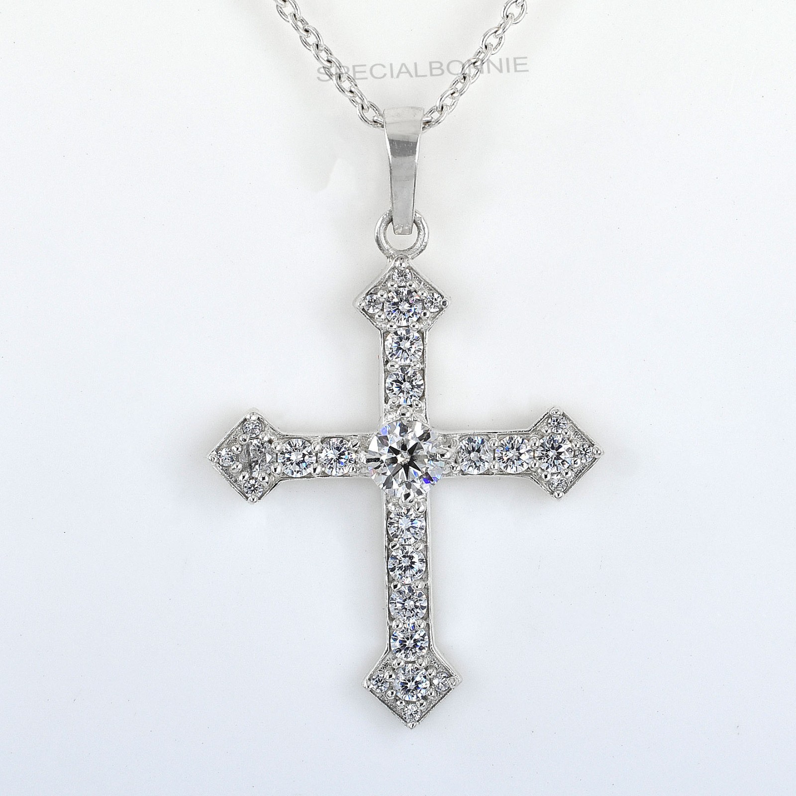 2.20 Ct Certified Diamond Unisex Cross Pendant ! FREE Diamond studs!