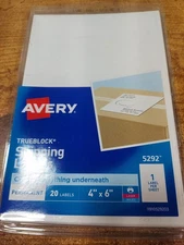 TrueBlock(R) Shipping Labels  4" x 6" Sheets, Laser/Inkjet 20 Sheets