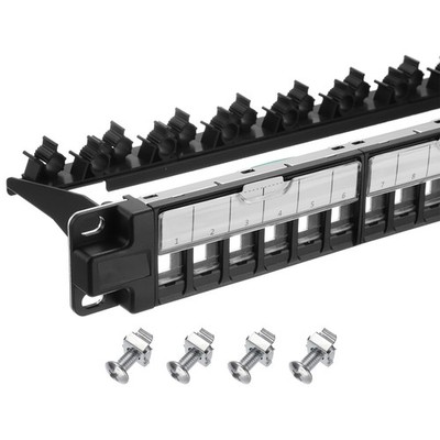 Patch Panel, 1U Key Stone Blank Network 24-Port Patch Panel, 19'' x 1.7'' x 6.7''