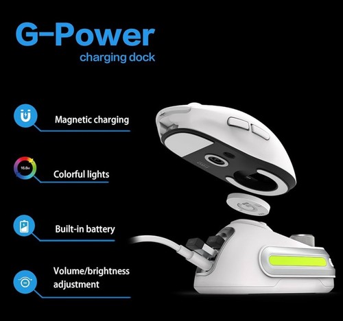 Magnetische Ladestation für Logitech Wireless Mouse GPW4 GPW3 GPW2 GProX G502 - Bild 2 von 5
