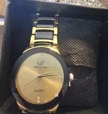 Orologio Uomo Orlando Quarzo Quadrante Oro con Zirconi Diamanti