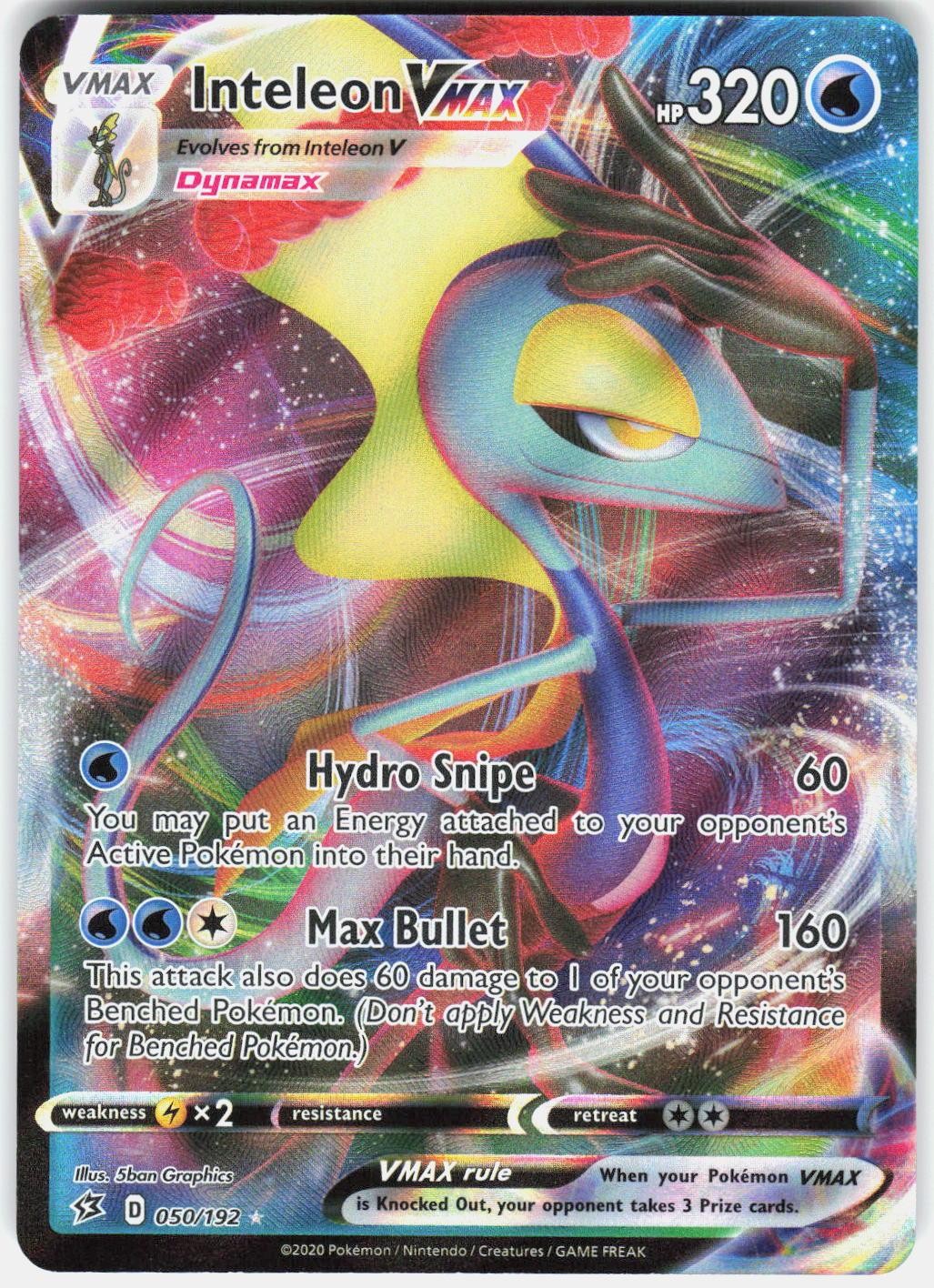 Inteleon VMAX 050/192 Holo VMAX Rare Rebel Clash Pokemon Near Mint