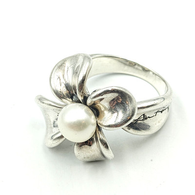 Ann King Sterling Silver 925 Pearl Orchid Flower Blossom Ring Sz 6