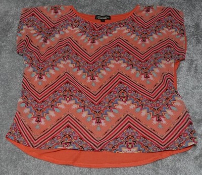 Absolutely Famous Top Women's Size Medium Orange Round Neck Sleeveless Casual