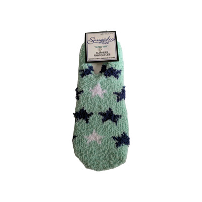 Super Soft Light  Green Snugadoo Too Slippers With Grippers Shoe Size 9-11