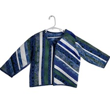 Children  s Patchwork Quilted Jacket Blue Green Patterned Handmade Coat 6yrs