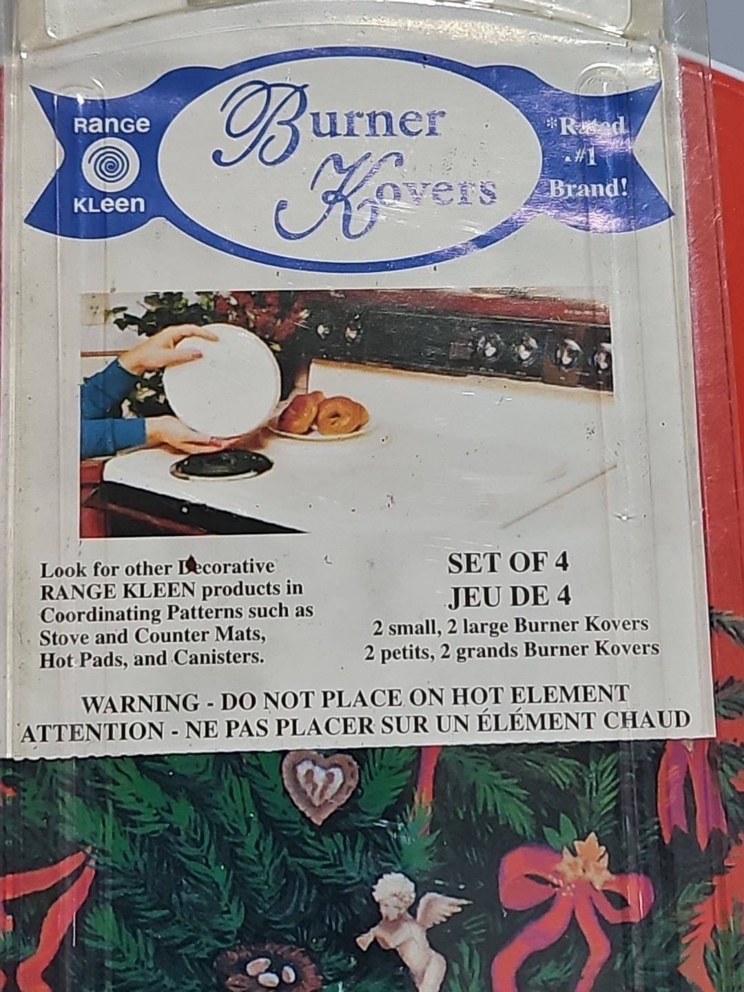 Vintage Stove Burner Covers Christmas Tree Design Enamel Set of 4 