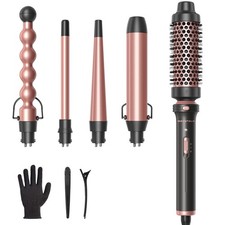 5 in 1 Curling Wand Set, Multi Curl, Curling Wand Set with Thermal Brush and ...