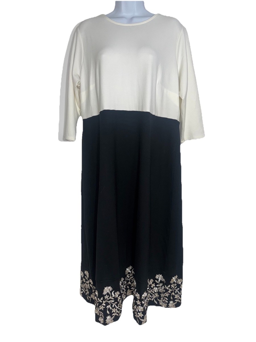 white christmas dresses Cream and Black Embroidered Dress – Tienda Angels Aguada main image 0