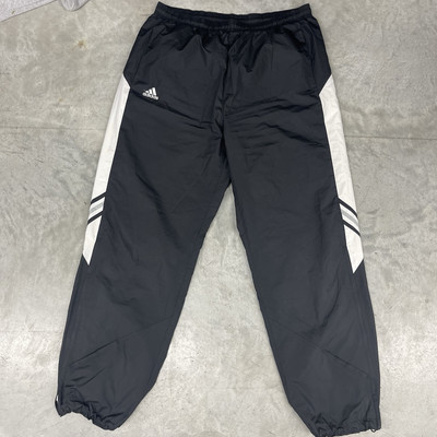 Vintage Adidas Track pants mens XL Black  windbreaker y2k baggy skate wide leg