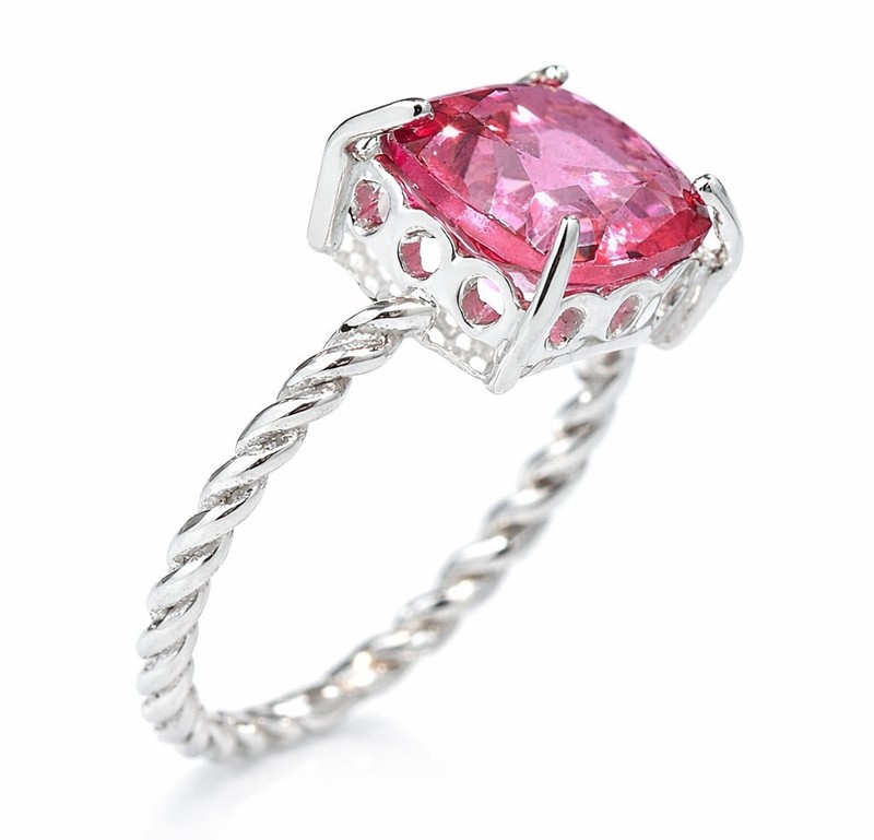 GENUINE 3.50 Cts PINK SAPPHIRE RING 10k WHITE GOLD - Free Appraisal Service -NWT