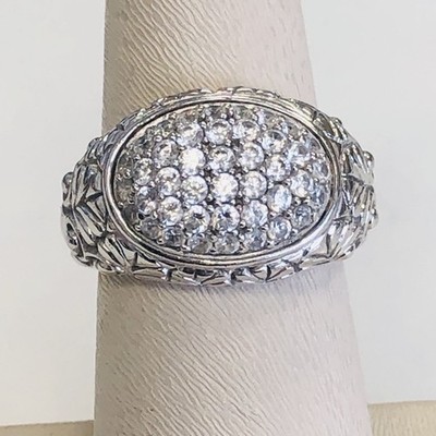 Tacori Epiphanie Diamonique Sterlingsilber CZ Pave Kuppel Cocktail Ring Größe 7 10,2 g