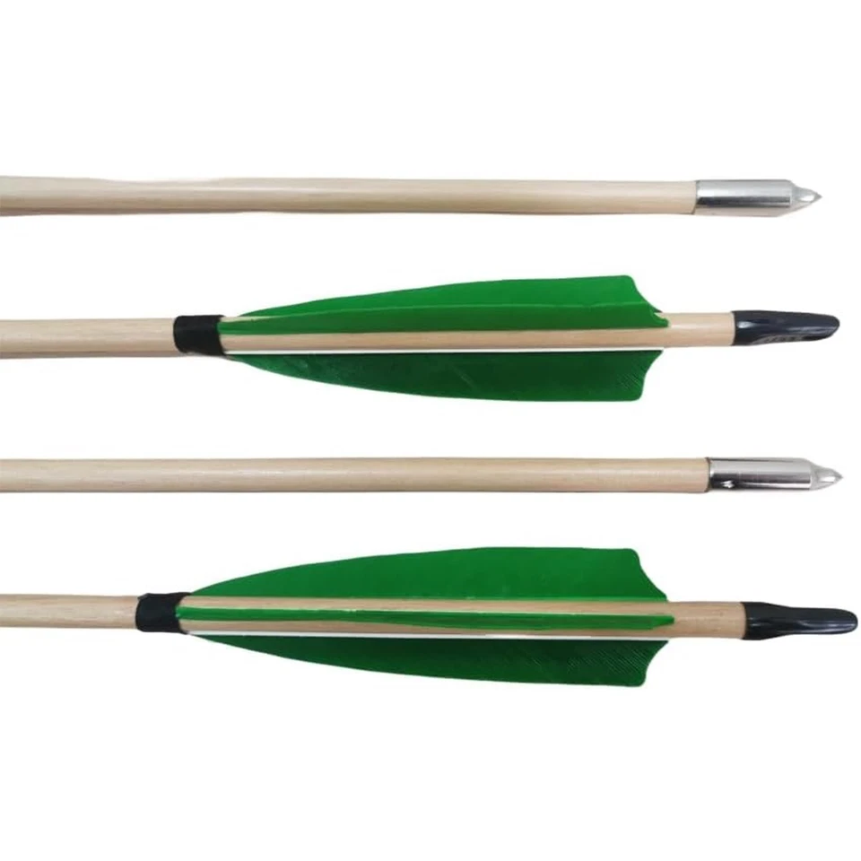 32INCH Archery Wooden Arrows Hunting Arrows for Longbow Recurve Bow (Pack of 12) - Image 4 of 4