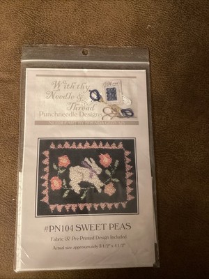With Thy Needle And Thread. Punch Needle Designs. PN 104 Sweet Peas. NIP.