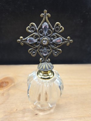 Multi Faceted Crystal Perfume Bottle With Filigree Dauber
