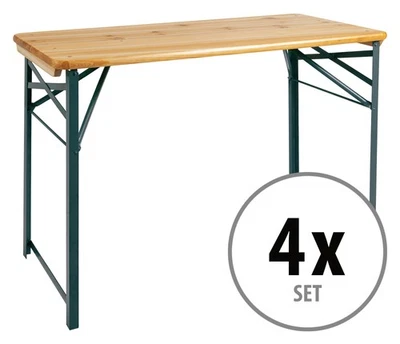 4x Table Jardin Terasse Pliable Bois Extérieure Meuble Camping Balcon Fête 119cm - Photo 1/4