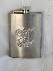 753.  Stainless Steel 8oz Flask With Deer/Buck Cover