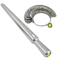 Metal Ring Size Gauges Set Measuring Ring with Mandrel Sizer Finger Sizing HO