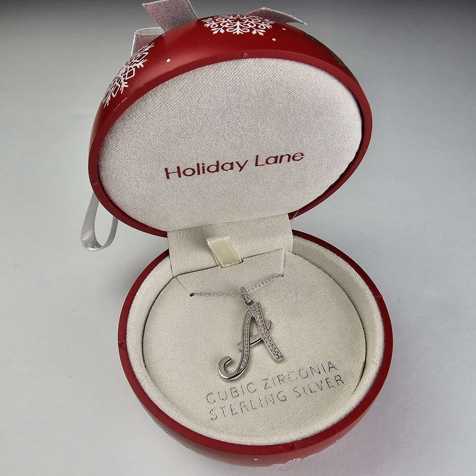Holiday Lane Cubic Zirconia 'A' Initial Pendant Necklace in Sterling Silver