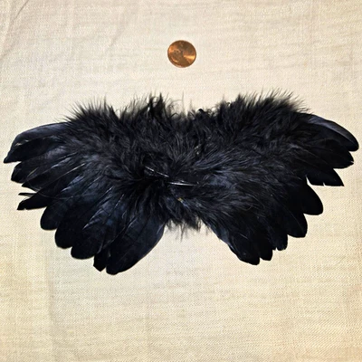 Black Feather Angel Wings Doll Costume Accessory One Size with Elastic Strap - Photo 1/2