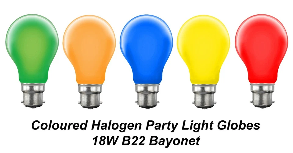 20 x Mixed Coloured Light Globes Bulbs Lamps Party Festoon Bayonet B22 Lamps A60 - Image 2 of 3