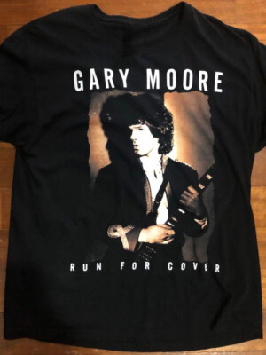 Vintage Run For Cover GARY MOORE Shirt Short Sleeve Black Unisex S-5XL NE2656
