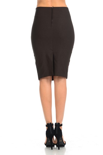 Auliné Collection Women's High Waisted Stretchy Slit Bodycon Pencil Skirt - Picture 9 of 51