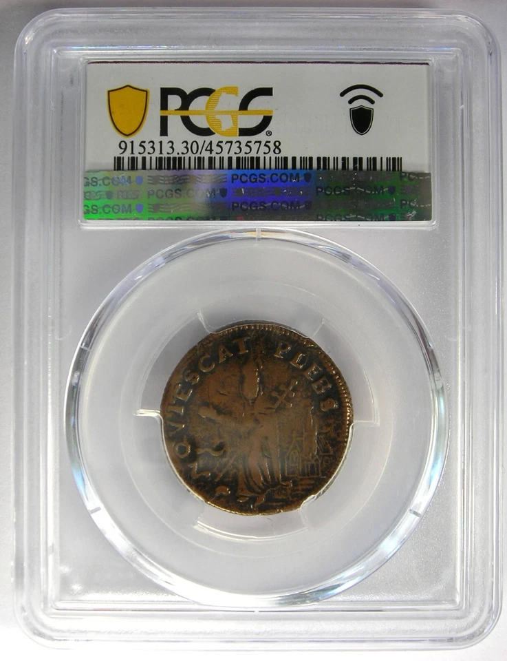 1670 New Jersey St Patrick Farthing Colonial Coin 1/4P - PCGS VF30 - $1900 Value - Image 3 of 4