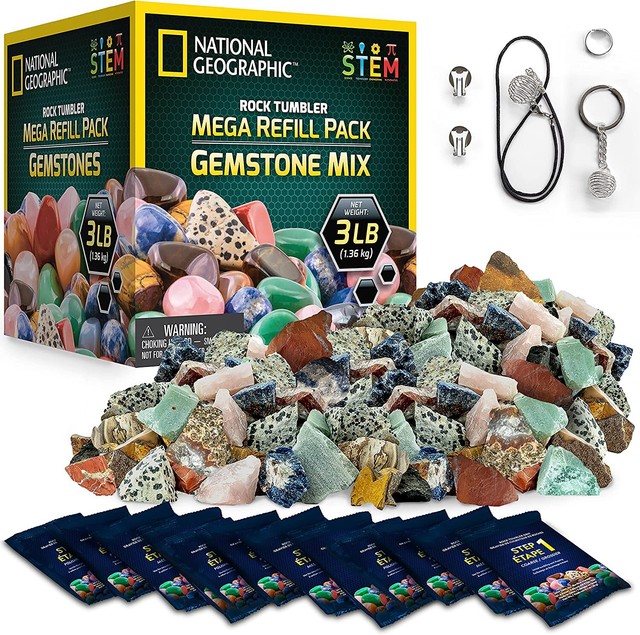 National Geographic Rock Tumbler Mega Refill Kit - 1.36kg Gemstones of 9 Types National Geographic Rock Tumbler Mega Refill Kit - 1.36kg Gemstones of 9 Types