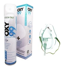 Oxy99 Portable Oxygen Cylinder 6 liter Can Light Weight Boschi Italy Free Mask
