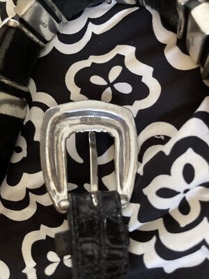 VINTAGE BRIGHTON BLACK LEATHER SILVER CONCHO MEDALLIONS 1995  display picture 1