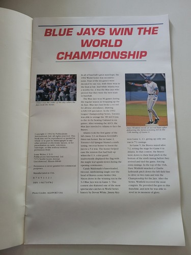 1992 Toronto BlueJays World Series Championship Booklet Collectors Edition - Picture 3 of 4