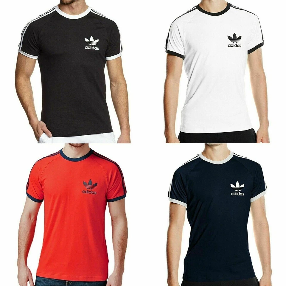 Adidas Men's T-Shirt Original Short Sleeve 3 Stripe Essential California Tee