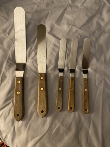 VTG WILTON Steel Blade Offset Icing Spatula& Spreader Wood Handle SET OF 5