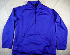 Nike Mens XL Blue 1/4 Quarter Zip Pullover Dri Fit Mock Neck Sweater Pockets