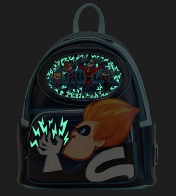 NWT! Loungefly The Incredibles Syndrome Glow in the Dark Mini Backpack Loungefly Disney Pixar The Incredibles Syndrome Glow in the  main image 2