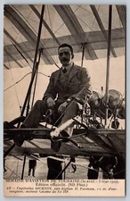 Antique 1910 Aviation Postcard – Captain Dickson on Farman Biplane, Touraine