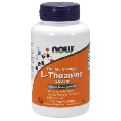 NOW FOODS, L-THEANINE Inositol Doppelte Stärke 200mg 120 Veg.Kapseln SUPER PREIS