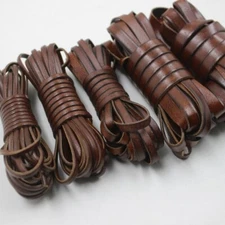 10M DIY Genuine Cow Hide Leather Wide Flat Cord Rope Strips Straps String Crafts