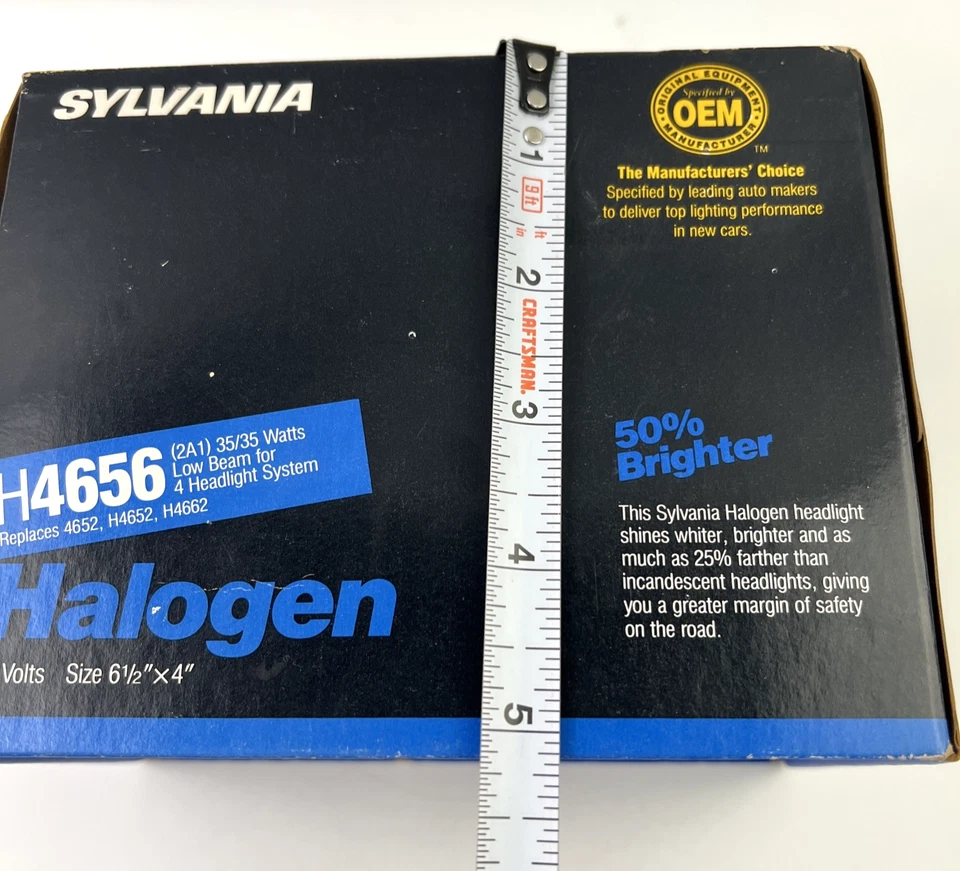 Sylvania H4656 Halogen Sealed Low Beam Headlight 12 Volt New OEM Foto 3 de 4