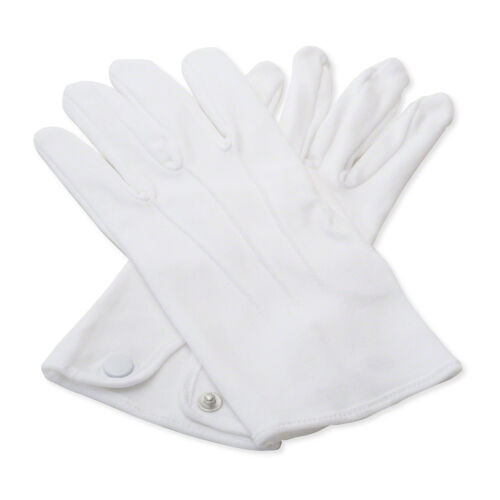 100% Baumwolle Weiß Handschuhe Cadet Kellner Armee Butler Messing - Bild 1 von 2