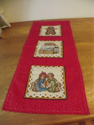 HANDMADE TABLE RUNNER grandma's gingerbread recipe cookies 31''x13''
