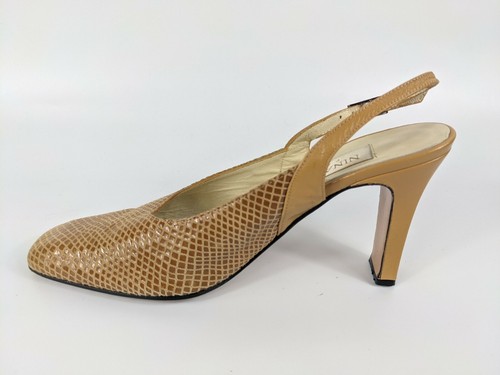 Nina Ricci Tan Leather High Heel Slingback Shoes Uk 4 Eu 37 - Picture 2 of 8