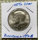1976 S 40% silver Bicentennial Kennedy Half AU