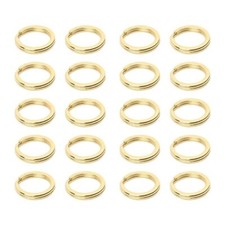 20PCS Brass Flat Split Key Rings, 15mm 0.59" Diameter, Solid Brass Keyrings