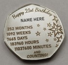Happy 21st Birthday Gift ( Your PERSONALISED NAME On Coin ) Metal Present/Party