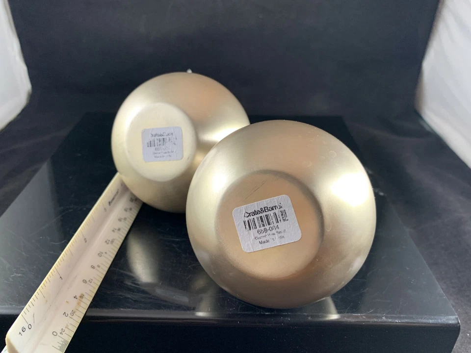 CRATE & BARREL COOPER VASE SMALL PAIR 2x 批量 磨砂不锈钢 小花瓶 — 第 3/4 张图片