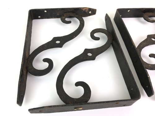 4 Rustic Iron 6" x 8" Shelf Brackets Made in Italy - Picture 2 of 6