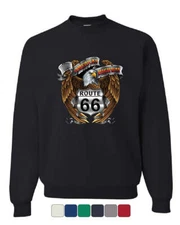 Route 66 America's Highway Sweatshirt Bald Eagle Motorcycle Club Sweater